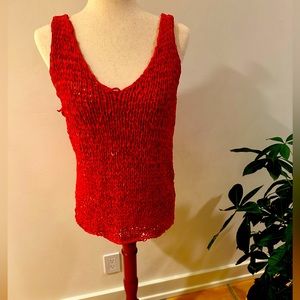 Dana Buchman woven red leather tank top